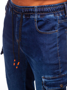 Homme Pantalon jogger cargo en jean Bleu foncé Bolf 8115