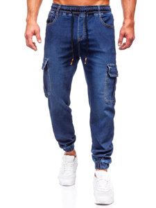 Homme Pantalon jogger cargo en jean Bleu foncé Bolf 8115