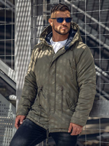 Homme Parka d'hiver en coton Vert Bolf 1793A