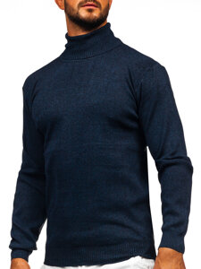 Homme Pull à col roulé basic Bleu foncé Bolf S8515