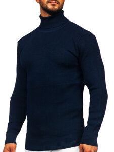 Homme Pull à col roulé basic Bleu foncé Bolf S8751