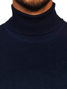 Homme Pull à col roulé basic Bleu foncé Bolf S8751