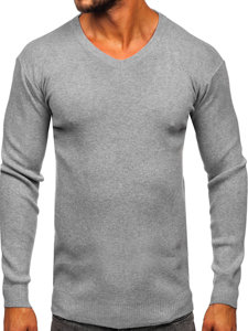 Homme Pull basic uni col V Gris Bolf S8533