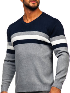 Homme Pull col V Gris Bolf S8535