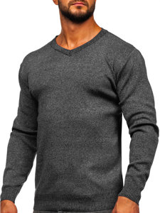 Homme Pull col V basic Anthracite Bolf S8530