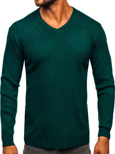 Homme Pull sweter col V basic Vert Bolf S8533