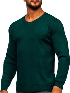 Homme Pull sweter col V basic Vert Bolf S8533