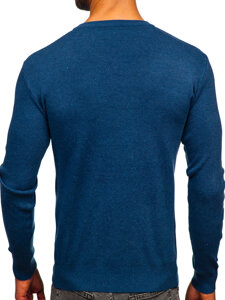 Homme Pull uni col V Bleu Bolf H2405