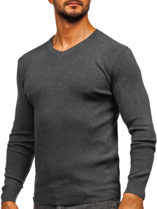 Homme Pull uni col V Graphite Bolf H2405