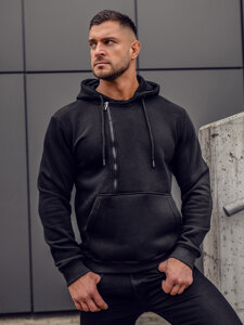 Homme Sweat à capuche épais Noir Bolf 02-A