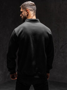 Homme Sweat-shirt à col montant avec fermeture Noir Bolf B002A1