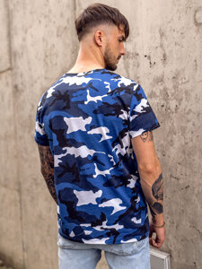 Homme T-shirt à imprimé camo Bleu Bolf S807A1