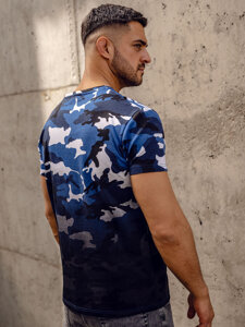 Homme T-shirt à imprimé camo Bleu Bolf S808A1