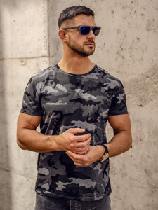 Homme T-shirt à imprimé camo Graphite Bolf S807A1