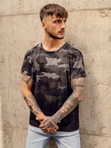 Homme T-shirt à imprimé camo Graphite Bolf S808A1