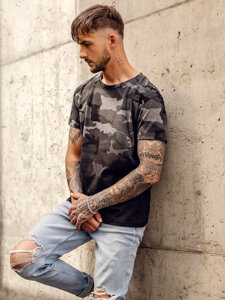 Homme T-shirt à imprimé camo Graphite Bolf S808A1