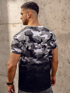 Homme T-shirt à imprimé camo Gris Bolf S808A1