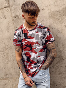 Homme T-shirt à imprimé camo Gris-Bordeaux Bolf S807A1