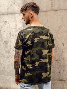 Homme T-shirt à imprimé camo Khaki Bolf S807A1