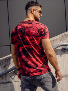 Homme T-shirt à imprimé camo Rouge Bolf S807A1