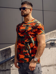 Homme T-shirt à imprimé camo Vert-Orange Bolf S807A1