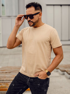 Homme T-shirt basic en coton Beige Bolf 192397A