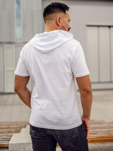 Homme T-shirt basic en coton à capuche Blanc Bolf 14513A