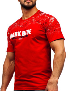 Homme T-shirt en coton imprimé Rouge Bolf 14725