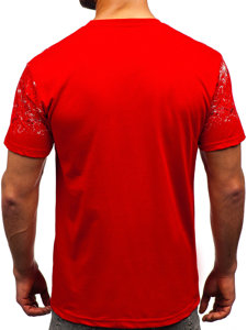 Homme T-shirt en coton imprimé Rouge Bolf 14725