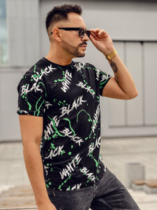 Homme T-shirt imprimé Noir-Vert Bolf 14939A