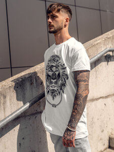 Homme T-shirt imprimé en coton Blanc Bolf 0202A