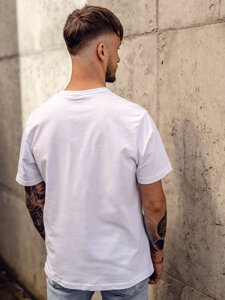 Homme T-shirt imprimé en coton Blanc Bolf 142175A