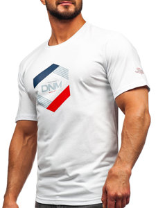 Homme T-shirt imprimé en coton Blanc Bolf 14741