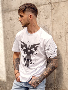 Homme T-shirt imprimé en coton Blanc Bolf 300A