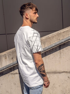 Homme T-shirt imprimé en coton Blanc Bolf SS10935A