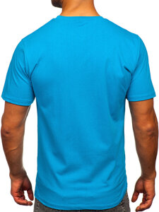 Homme T-shirt imprimé en coton Bleu Bolf 143000