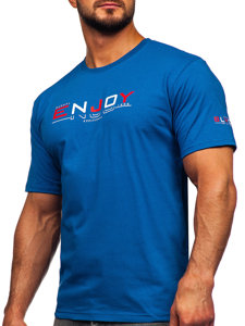 Homme T-shirt imprimé en coton Bleu Bolf 14739