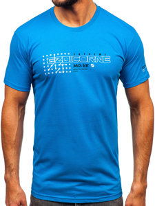 Homme T-shirt imprimé en coton Bleu ciel Bolf 14732