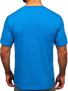 Homme T-shirt imprimé en coton Bleu ciel Bolf 14739