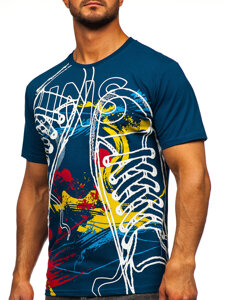 Homme T-shirt imprimé en coton Bleu foncé Bolf 143000