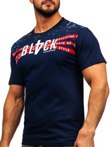 Homme T-shirt imprimé en coton Bleu foncé Bolf 14722