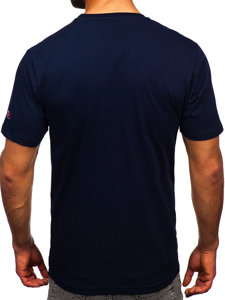 Homme T-shirt imprimé en coton Bleu foncé Bolf 14739