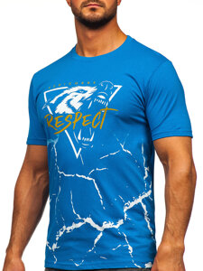 Homme T-shirt imprimé en coton Bleu moyen Bolf 5035