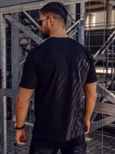 Homme T-shirt imprimé en coton Noir Bolf 0202A