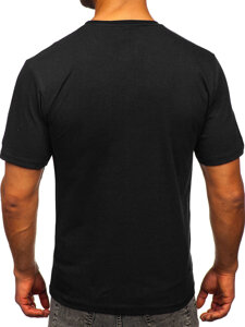 Homme T-shirt imprimé en coton Noir Bolf 143000