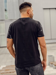 Homme T-shirt imprimé en coton Noir Bolf 627A-1