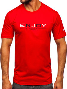 Homme T-shirt imprimé en coton Rouge Bolf 14739