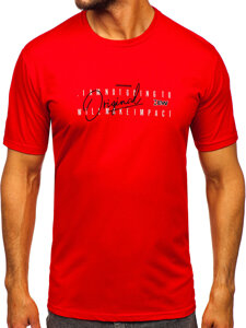 Homme T-shirt imprimé en coton Rouge Bolf 5032