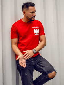 Homme T-shirt imprimé en coton Rouge Bolf 5064A