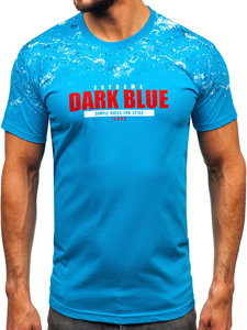 Homme T-shirt imprimé en coton Turquoise Bolf 14725